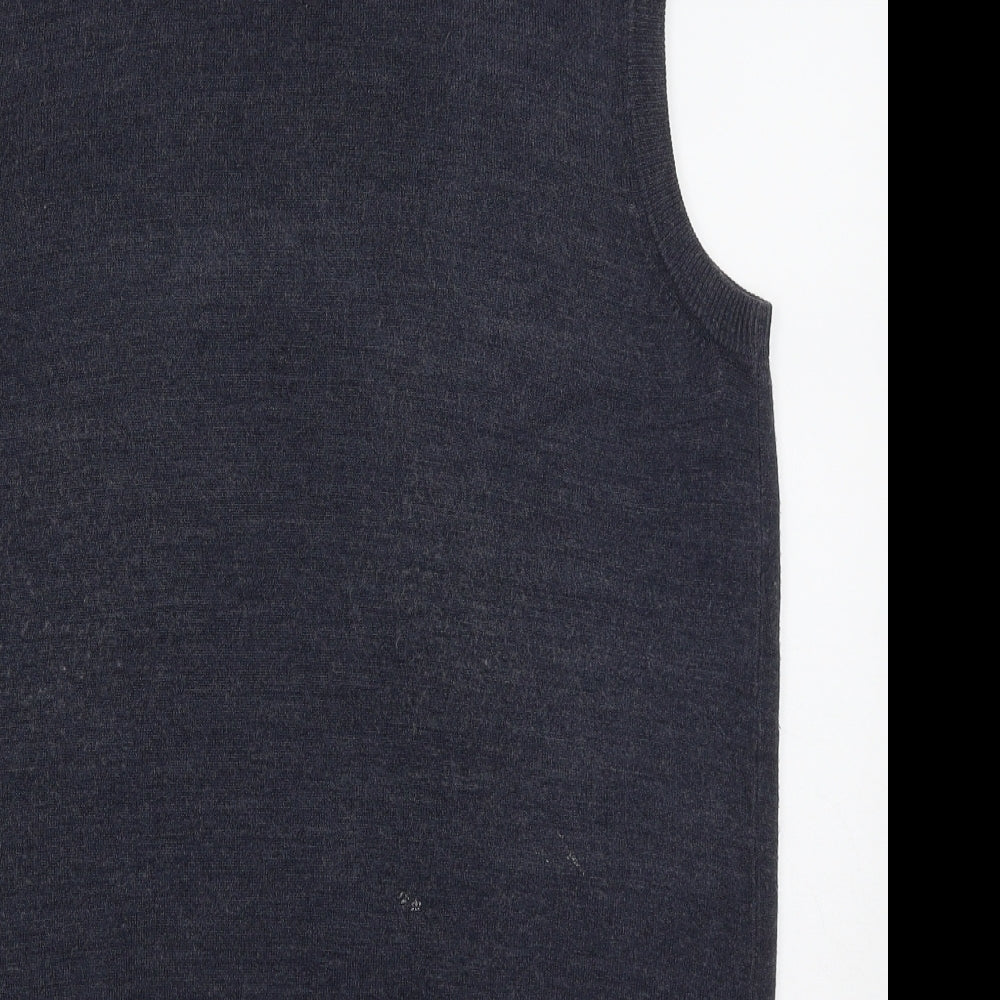 Atlantic Bay Mens Blue V-Neck  Acrylic Vest Jumper Size M   - Super Soft