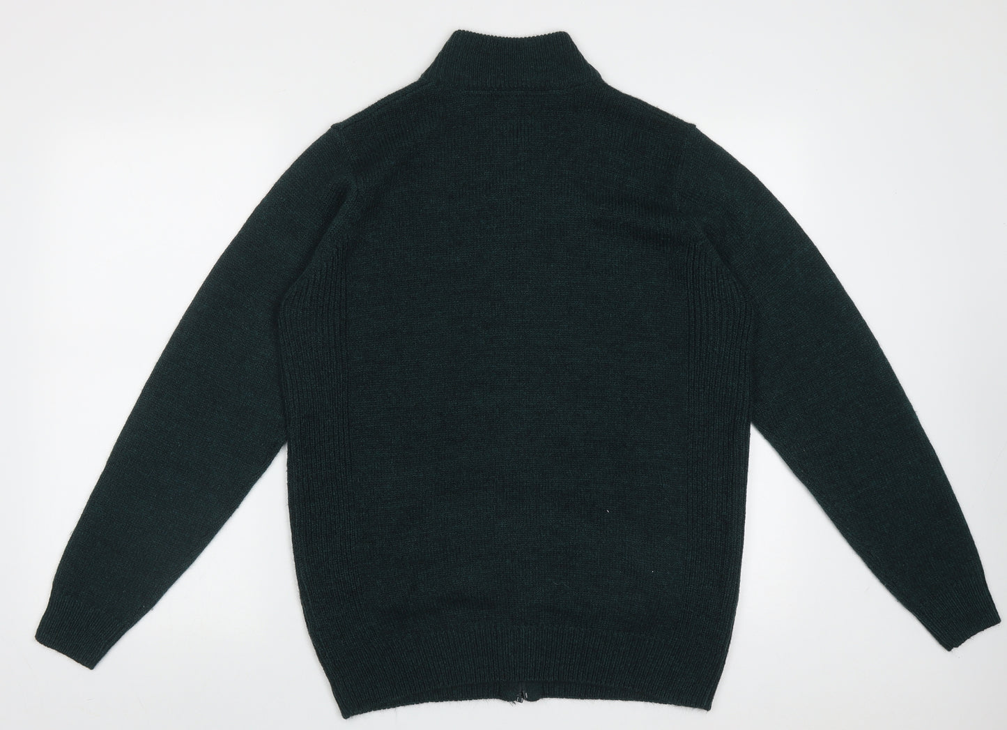 James Pringle Mens Green High Neck  Acrylic Full Zip Jumper Size M
