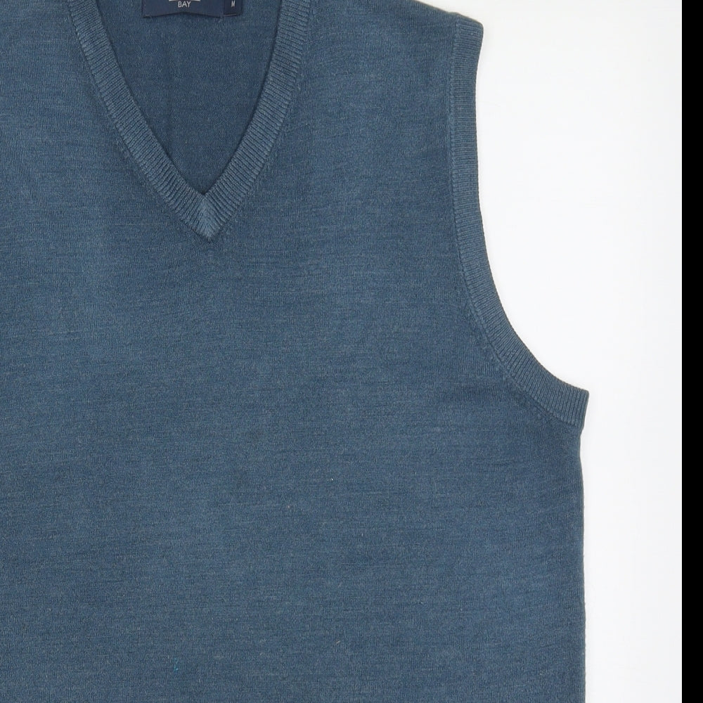 Atlantic Bay Mens Blue V-Neck  Acrylic Vest Jumper Size M