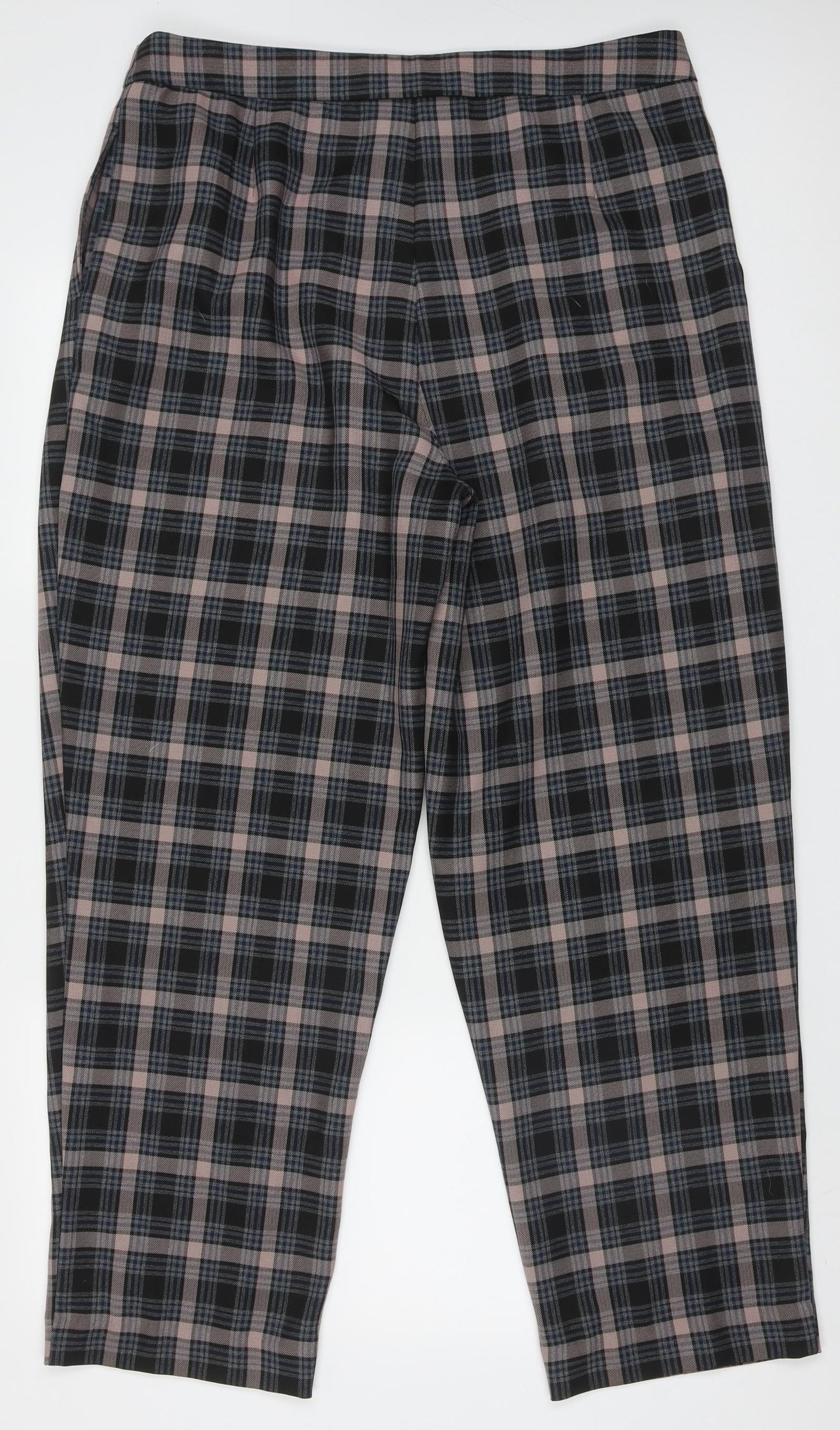 Primark Womens Multicoloured Check Polyester Trousers  Size 18 L30 in Regular Hook & Eye