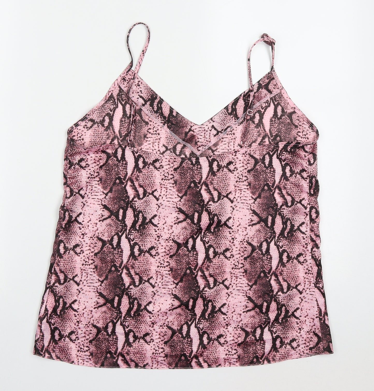 F&F Womens Pink Animal Print Polyester Basic Tank Size 12 V-Neck