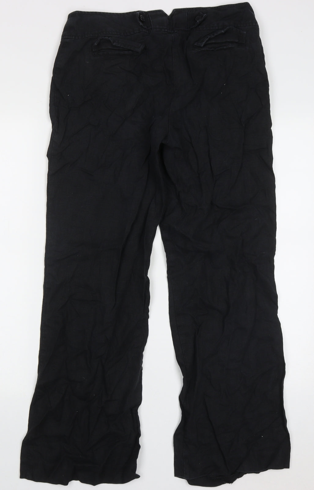 Warehouse Womens Black  Linen Trousers  Size 12 L30 in Regular Button