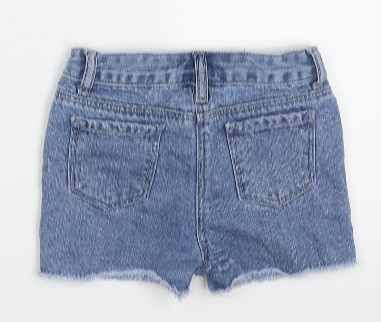 Matalan Girls Blue  Cotton Bermuda Shorts Size 5 Years  Regular Buckle - pink sequin detail
