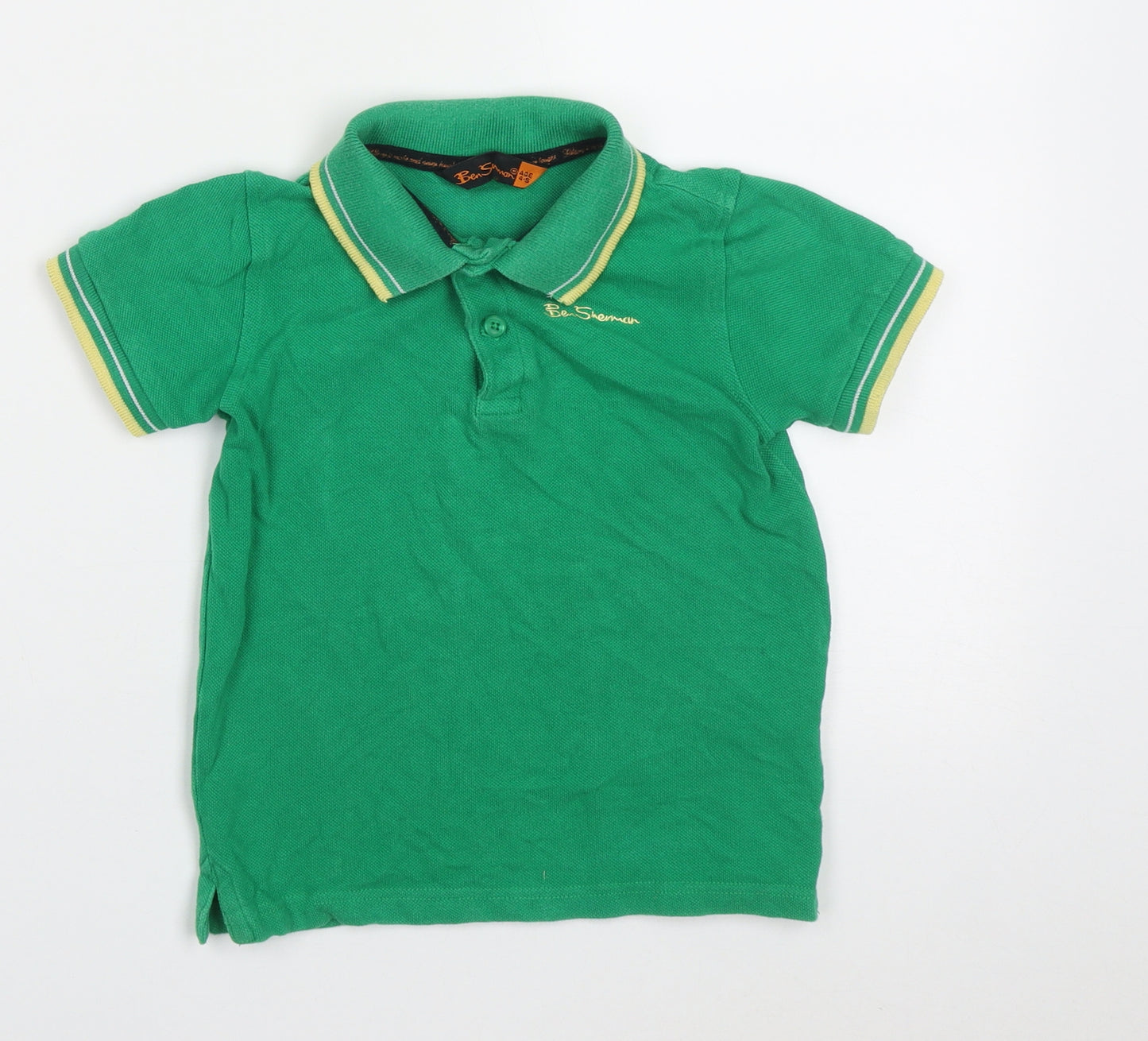 Ben Sherman Boys Green  Cotton Basic Polo Size 4-5 Years Collared Button