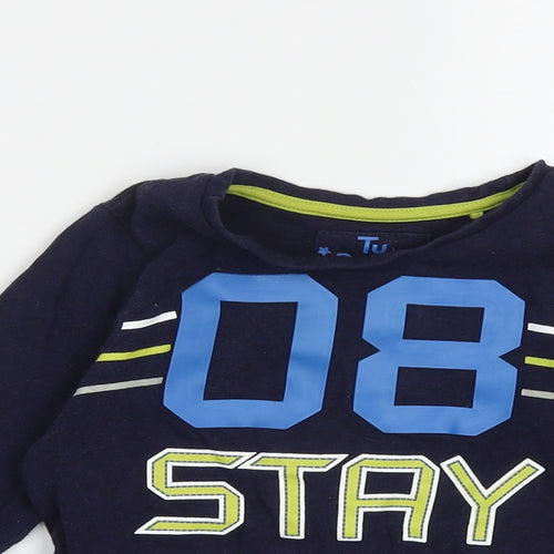 TU Boys Blue  Cotton  Pyjama Top Size 5-6 Years  Pullover - Stay Awesome
