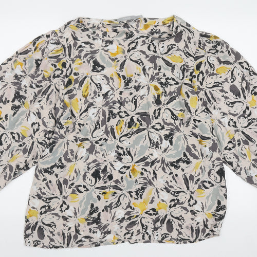 Fransa Womens Multicoloured Geometric Viscose Basic Blouse Size L Crew Neck