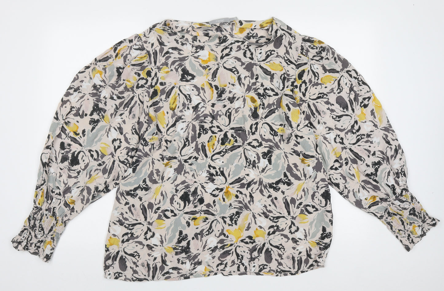 Fransa Womens Multicoloured Geometric Viscose Basic Blouse Size L Crew Neck