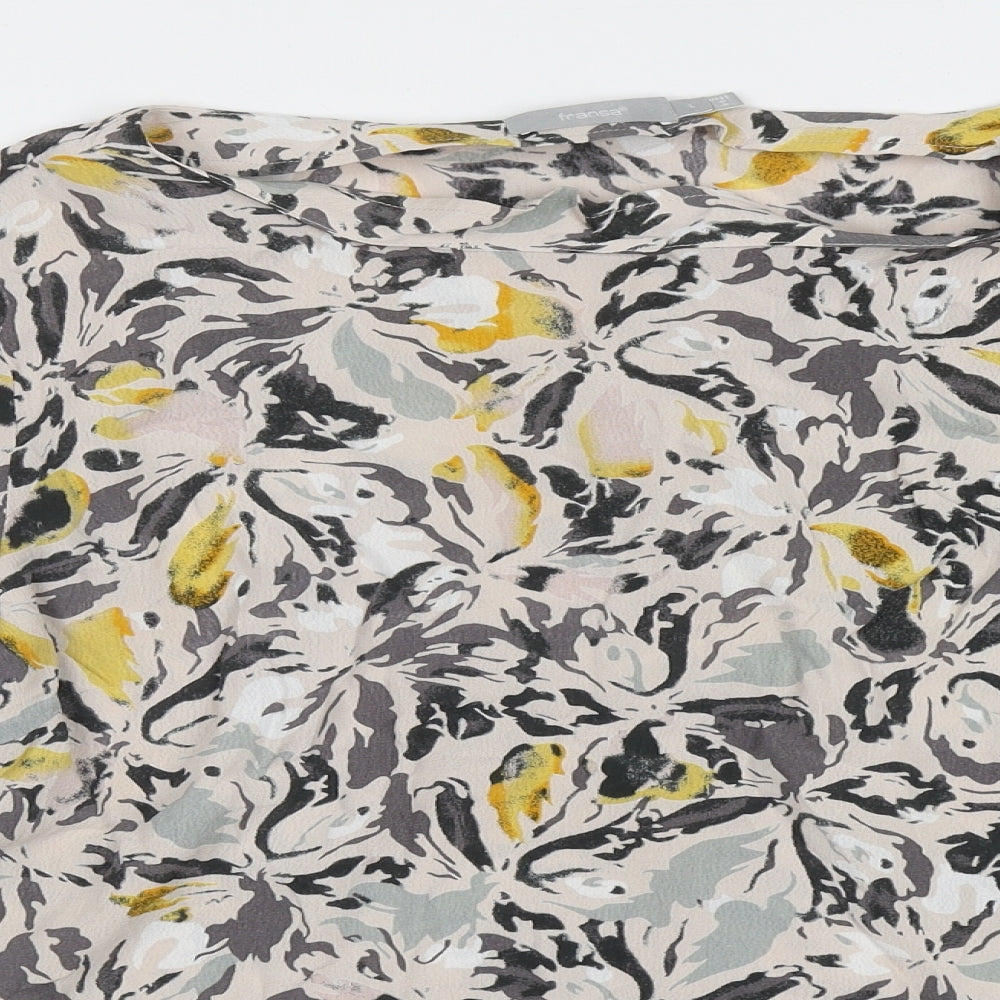 Fransa Womens Multicoloured Geometric Viscose Basic Blouse Size L Crew Neck