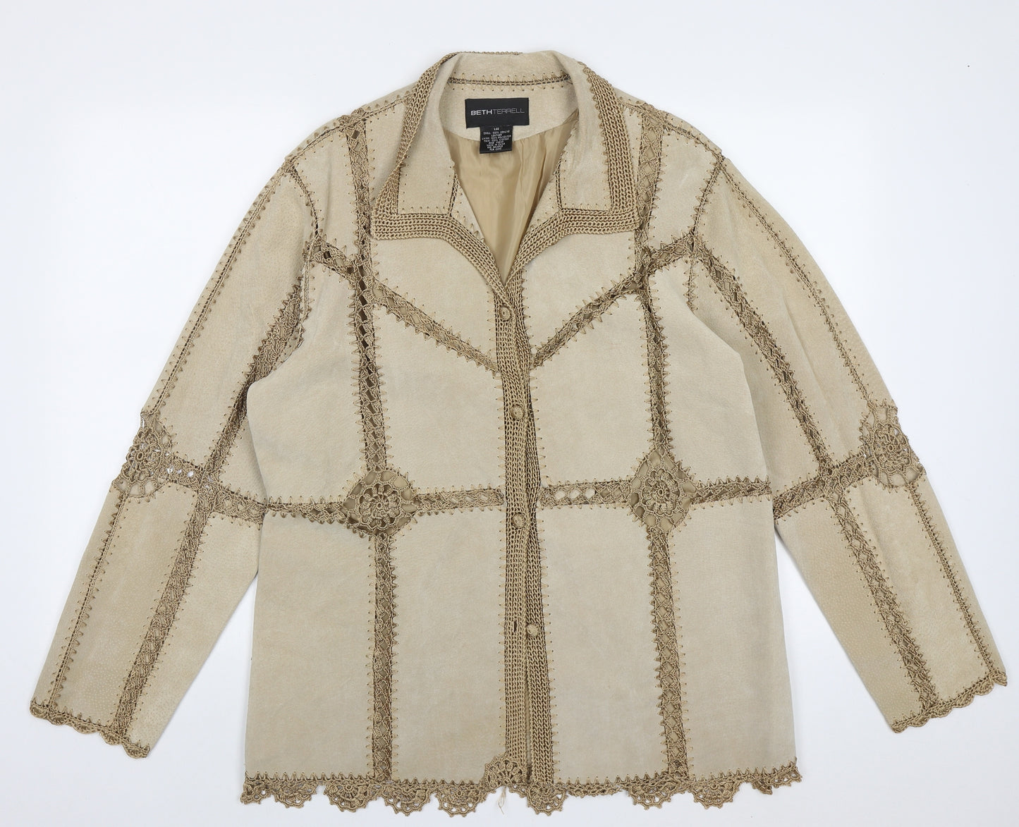 Beth Terrell Womens Beige   Jacket  Size L  Button