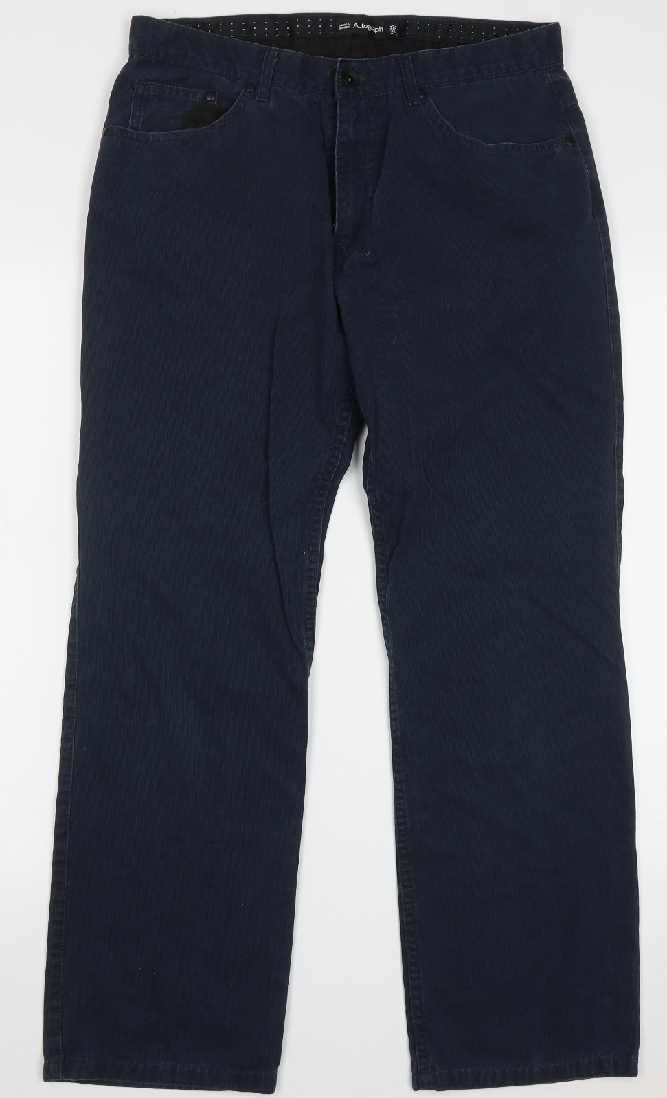 Autograph Mens Blue  Cotton Straight Jeans Size 32 L29 in Regular Button