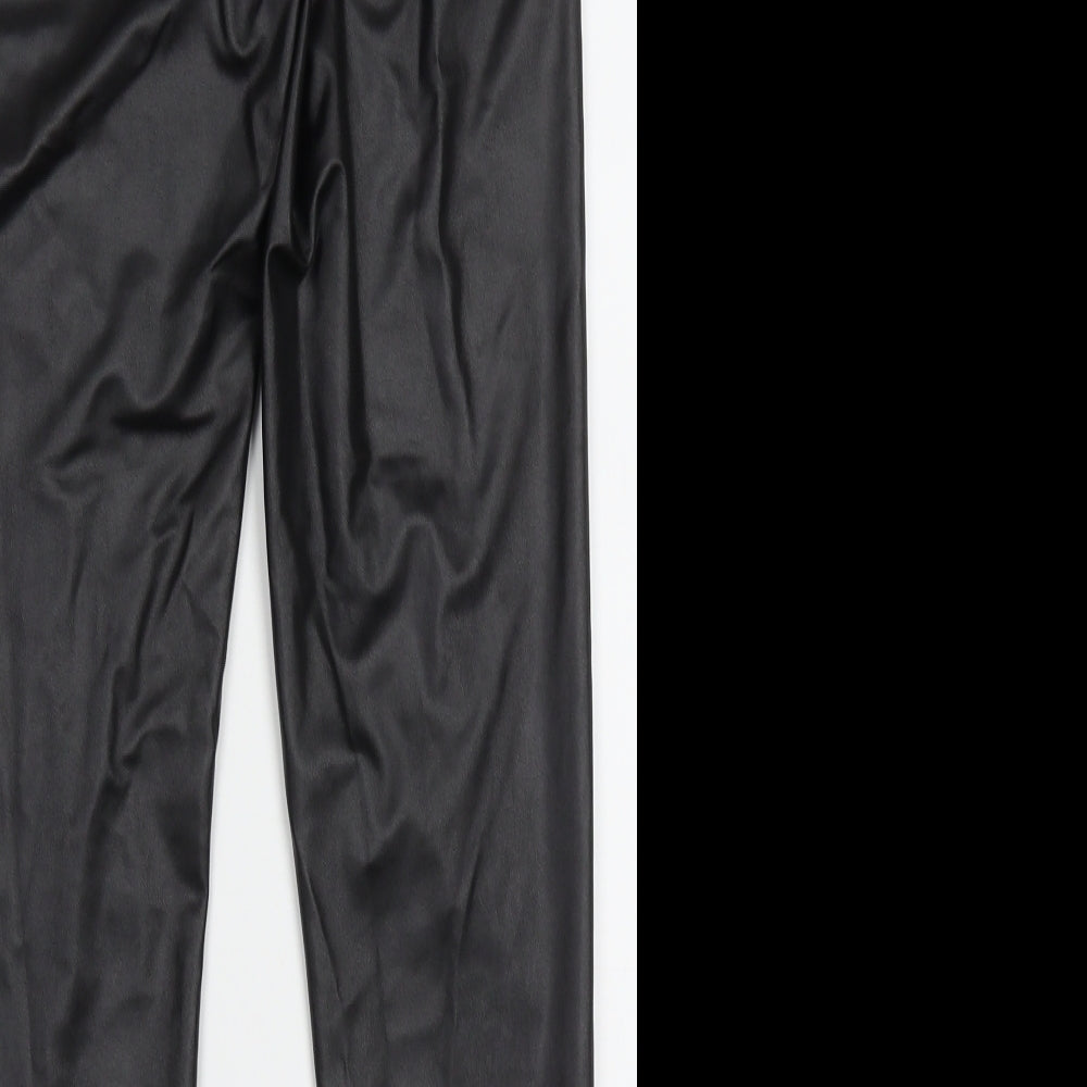 George Womens Black  Polyester Capri Leggings Size 12 L30 in   - Leather Look