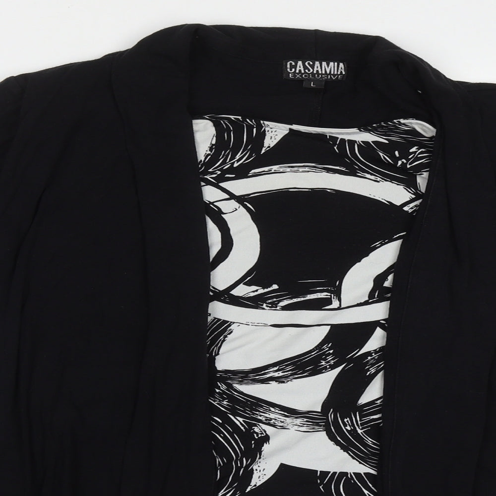 Casamia Womens Black Boat Neck Geometric Polyester Pullover Jumper Size L