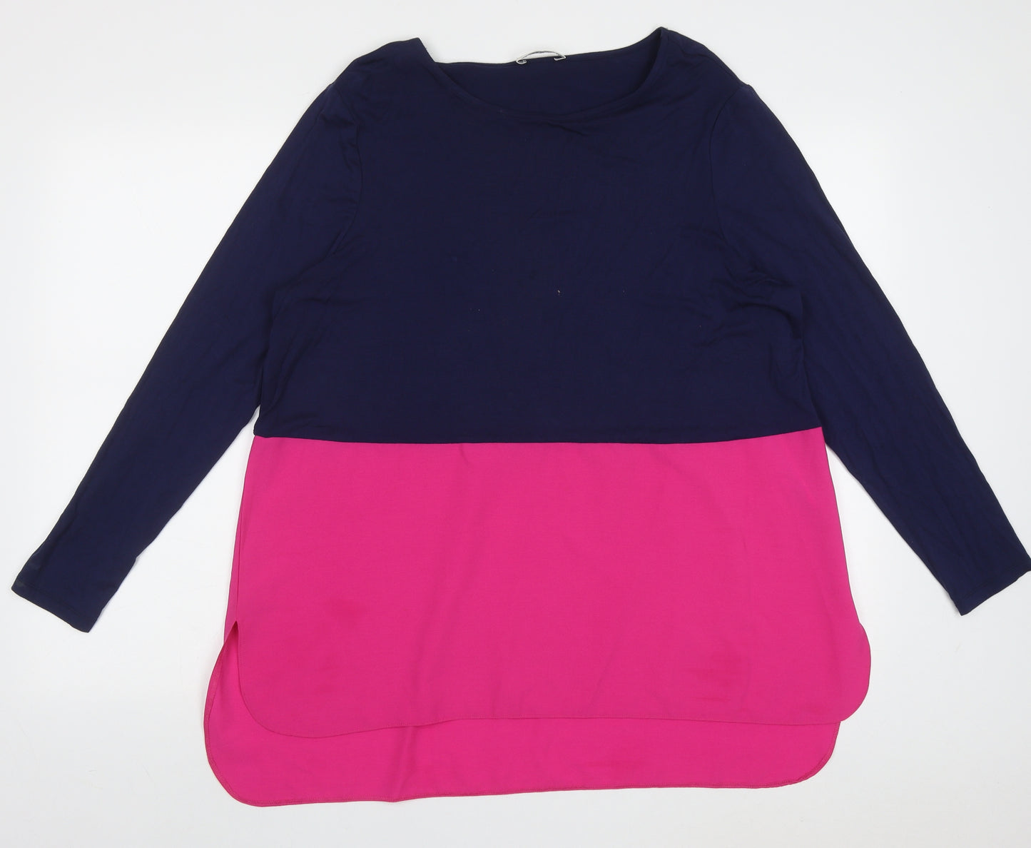 Gallery Womens Blue  Viscose Tunic Blouse Size 16 Boat Neck