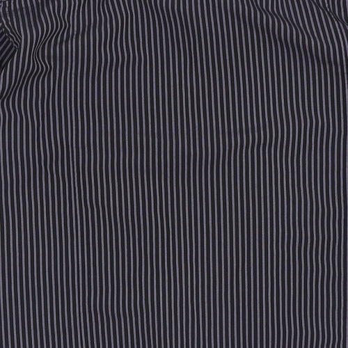 REMUS Mens Purple Striped Polyester  Button-Up Size M Collared Button
