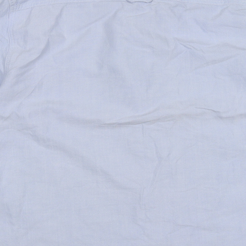 Easy Mens Blue  Cotton  Button-Up Size M Collared Button