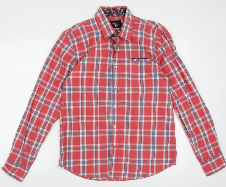 Cedar Wood State Mens Red Check Cotton Button-Up Size M Collared Button