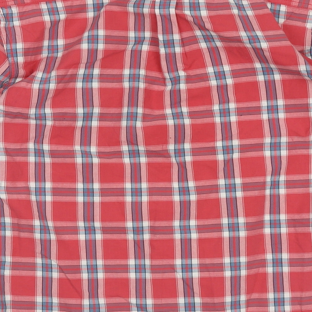 Cedar Wood State Mens Red Check Cotton  Button-Up Size M Collared Button