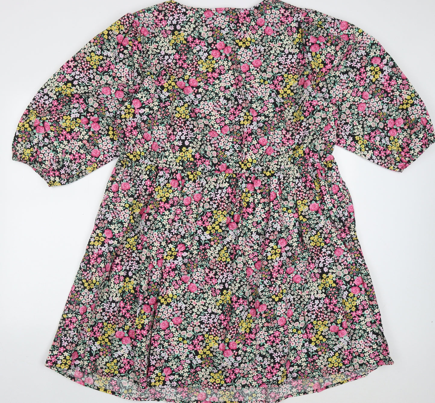 F&F Womens Pink Floral Cotton Wrap Dress  Size 22  V-Neck Pullover