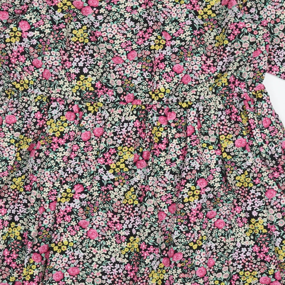 F&F Womens Pink Floral Cotton Wrap Dress  Size 22  V-Neck Pullover