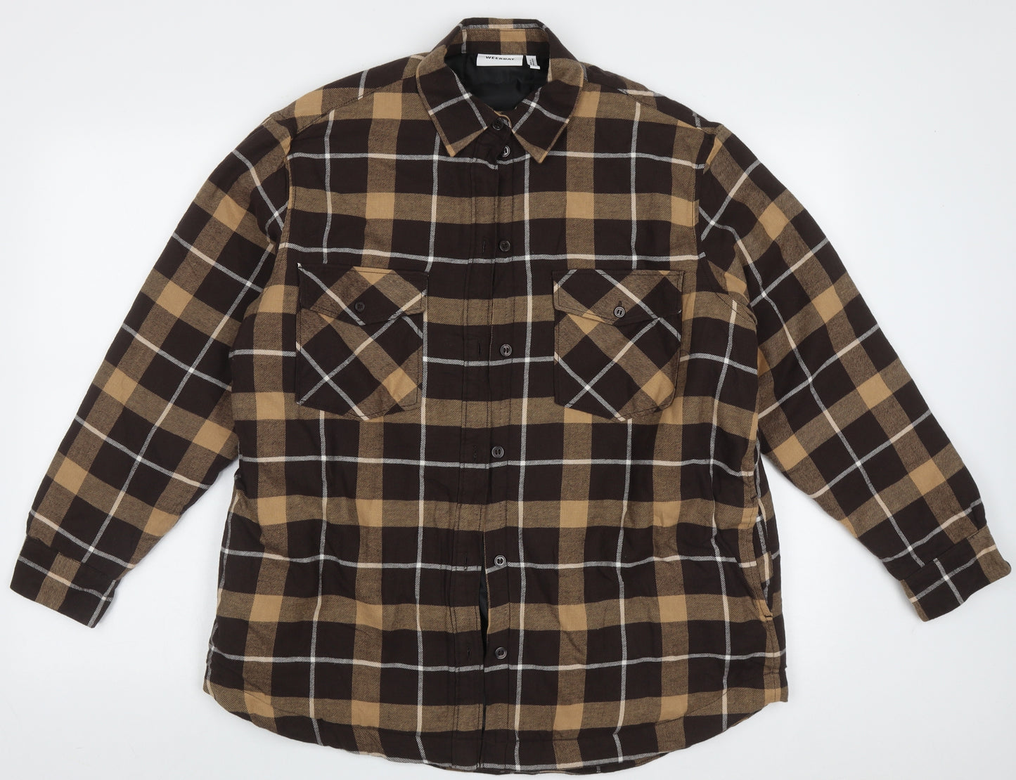 Weekday Mens Brown Check  Jacket  Size XS  Button