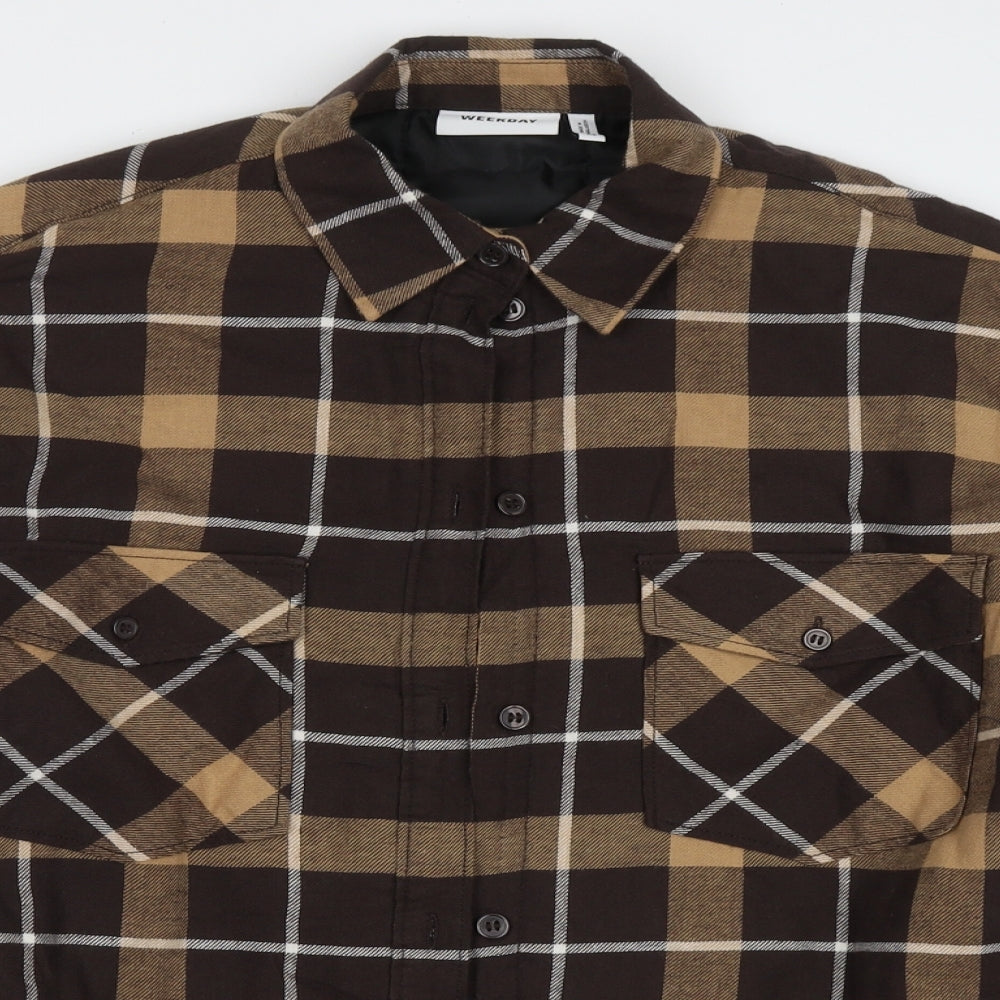 Weekday Mens Brown Check  Jacket  Size XS  Button