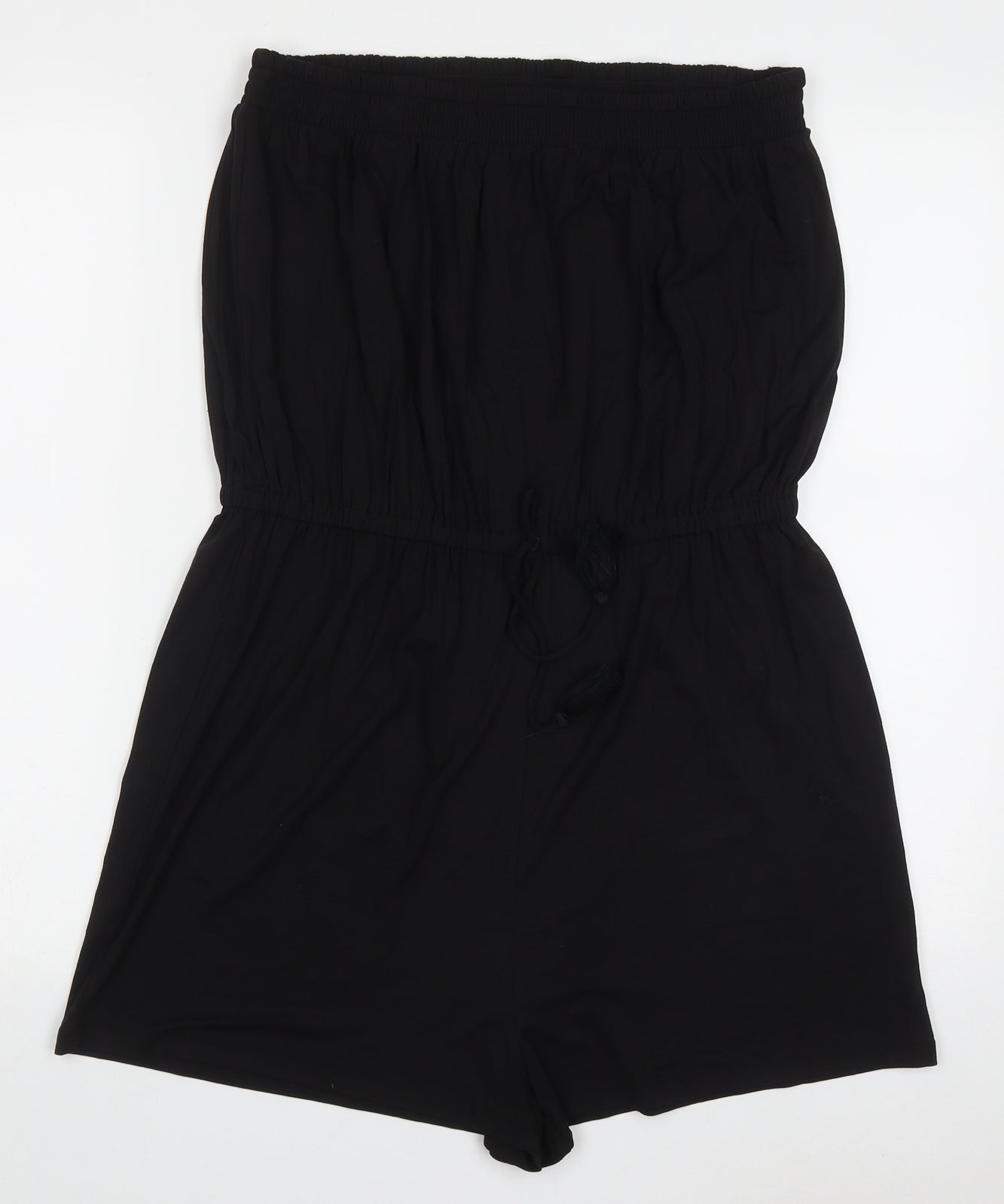 Peacocks Womens Black  Viscose Playsuit One-Piece Size 16  Pullover