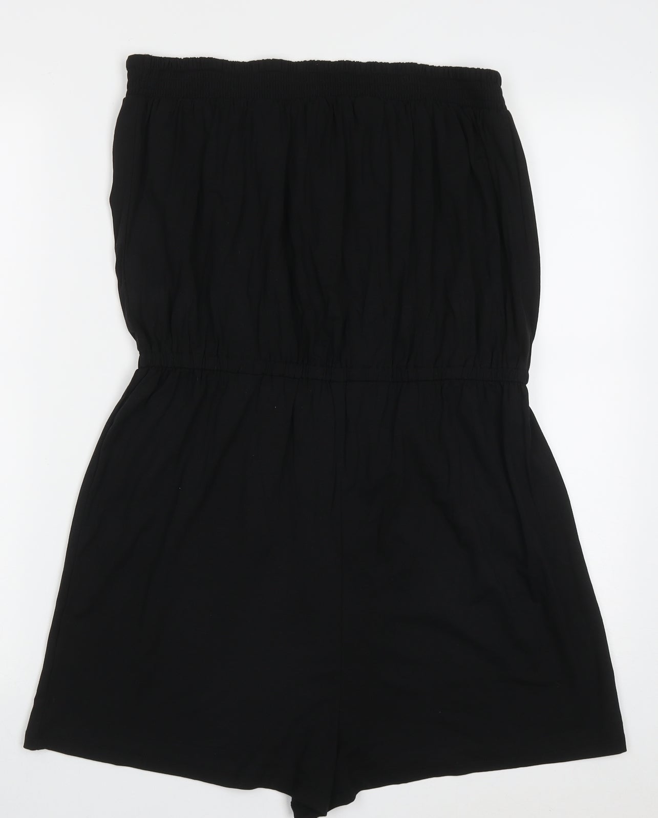 Peacocks Womens Black  Viscose Playsuit One-Piece Size 16  Pullover