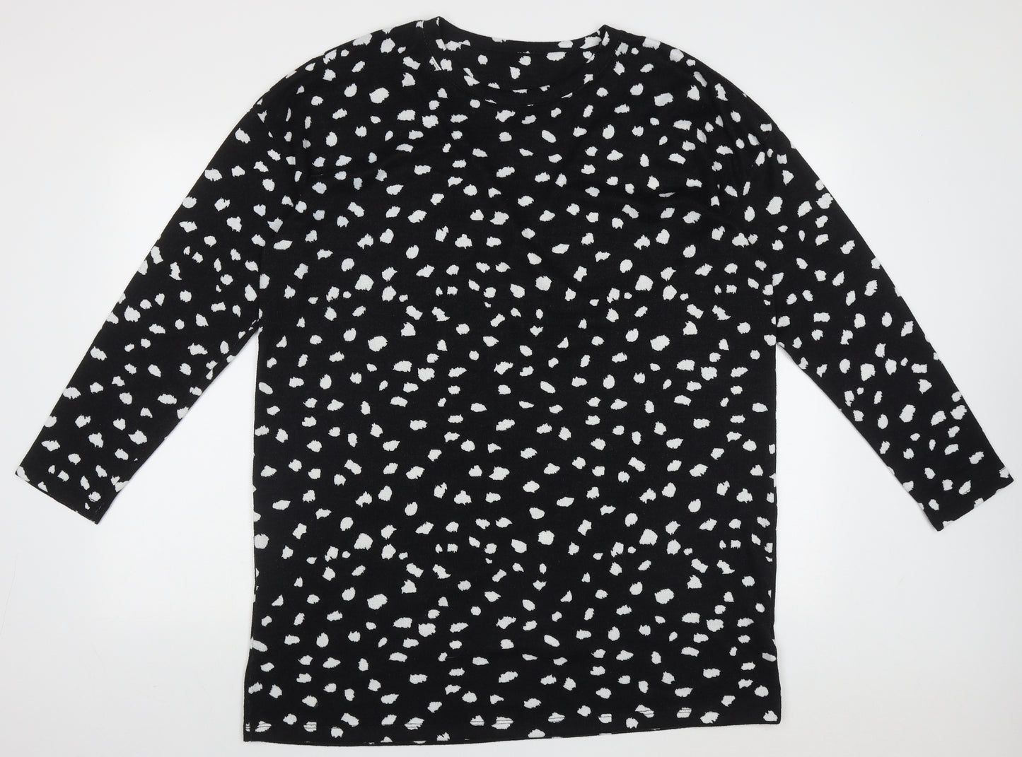 F&F Womens Black Geometric Polyester Jumper Dress  Size 20  Crew Neck Pullover