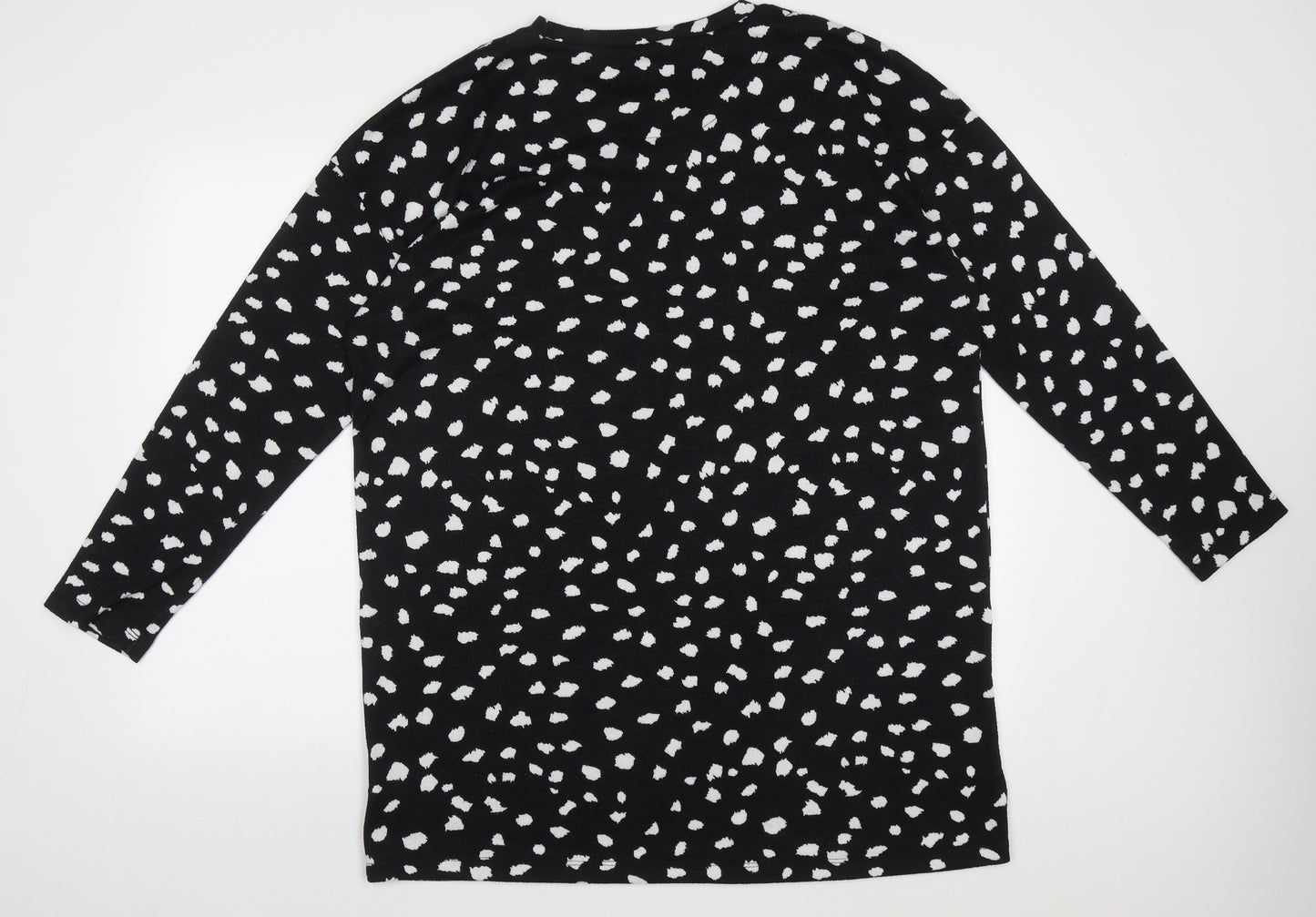 F&F Womens Black Geometric Polyester Jumper Dress  Size 20  Crew Neck Pullover