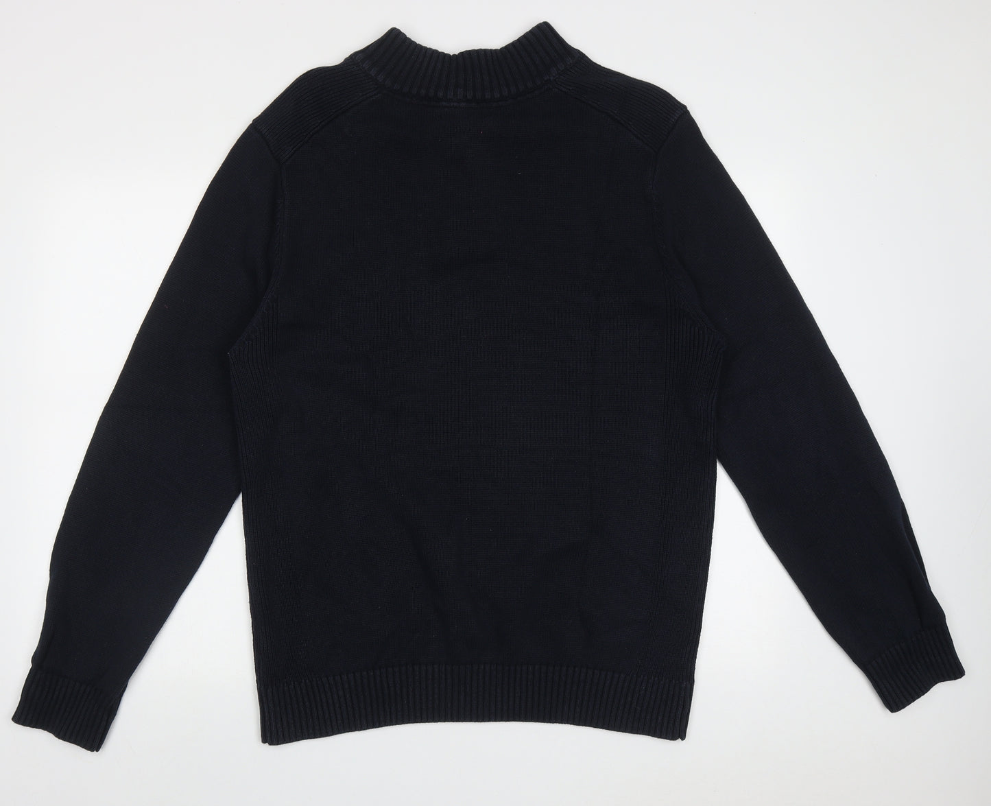 Dunnes Stores Mens Blue High Neck  Cotton Pullover Jumper Size XL