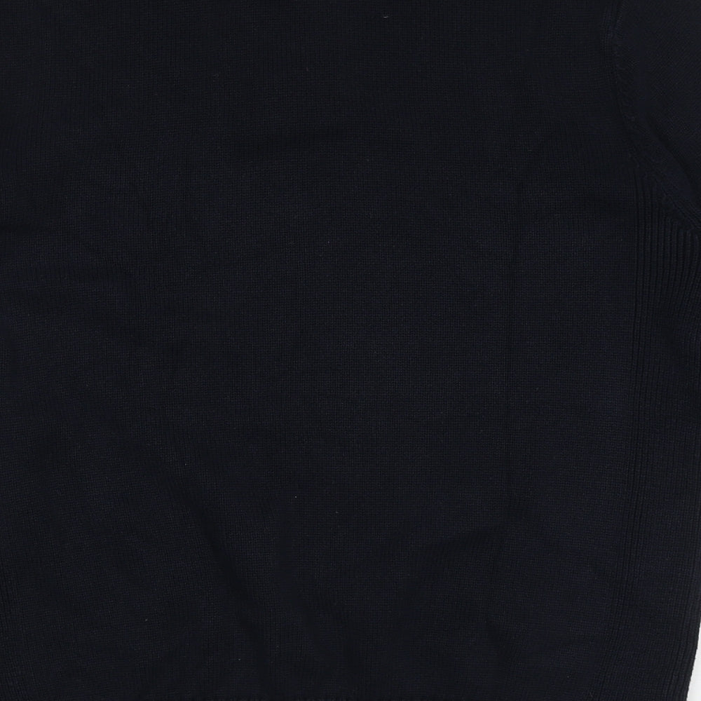 Dunnes Stores Mens Blue High Neck  Cotton Pullover Jumper Size XL
