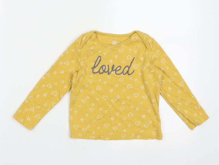 F&F Girls Yellow Geometric Cotton  Casual Size 18-24 Months Crew Neck Pullover - Lovely