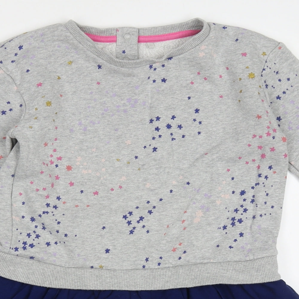 Marks and Spencer Girls Multicoloured Geometric Cotton Jumper Dress  Size 5-6 Years  Crew Neck Pullover - star pattern