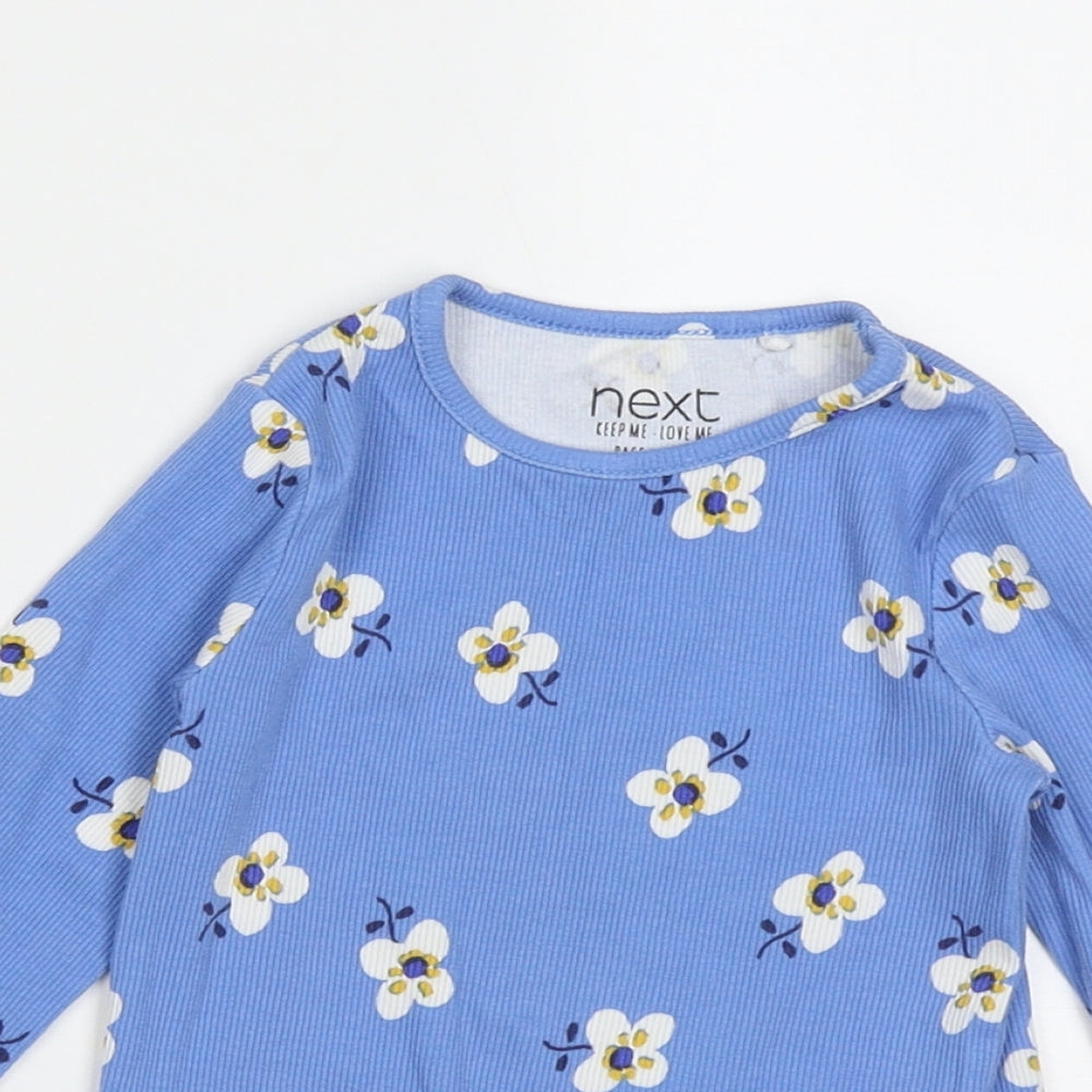NEXT Girls Blue Floral Cotton Basic Casual Size 2 Years Crew Neck Pullover