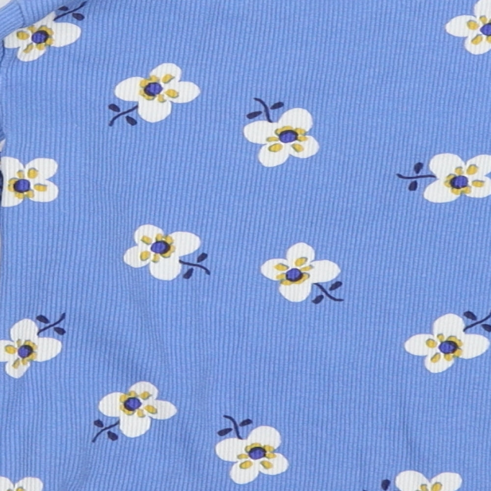 NEXT Girls Blue Floral Cotton Basic Casual Size 2 Years Crew Neck Pullover