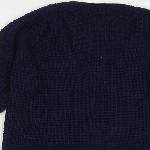 Exhibit Womens Blue V-Neck  Acrylic Cardigan Jumper Size M