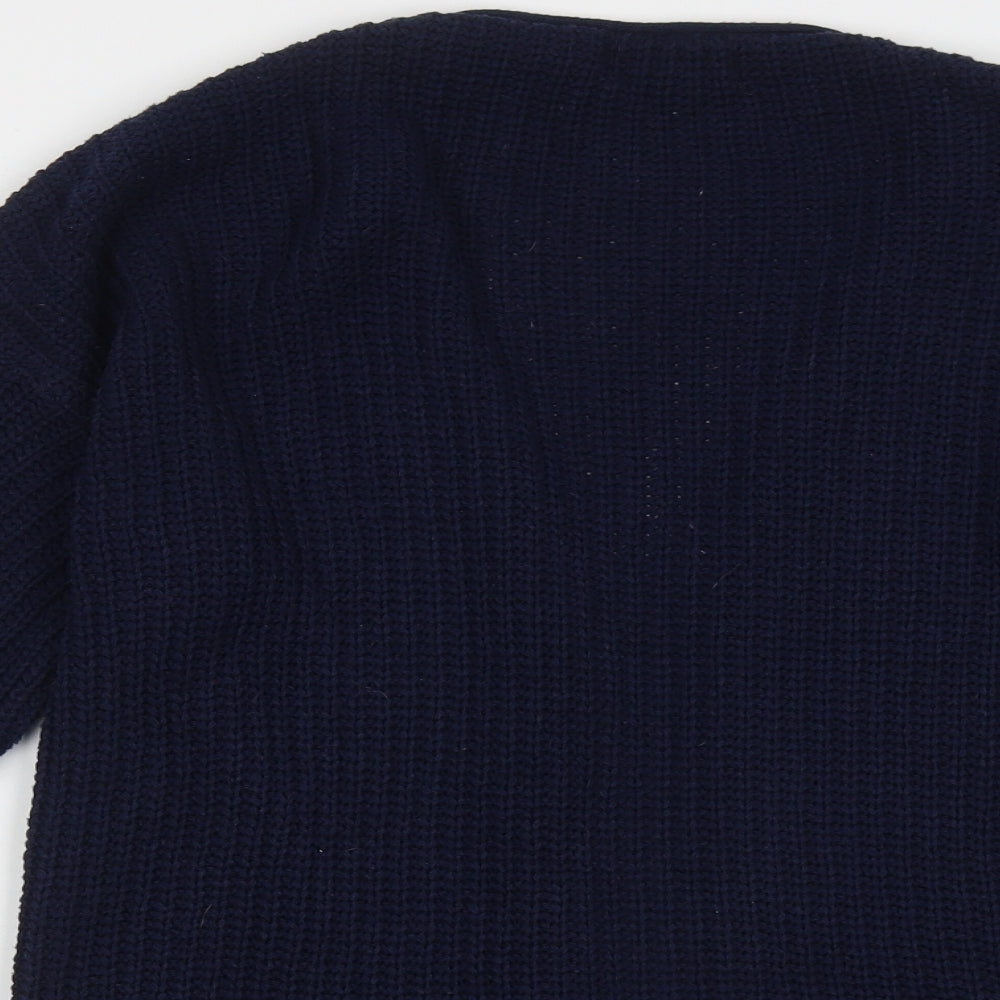 Exhibit Womens Blue V-Neck  Acrylic Cardigan Jumper Size M