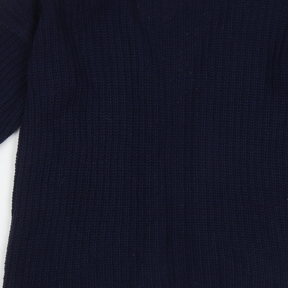 Exhibit Womens Blue V-Neck  Acrylic Cardigan Jumper Size M