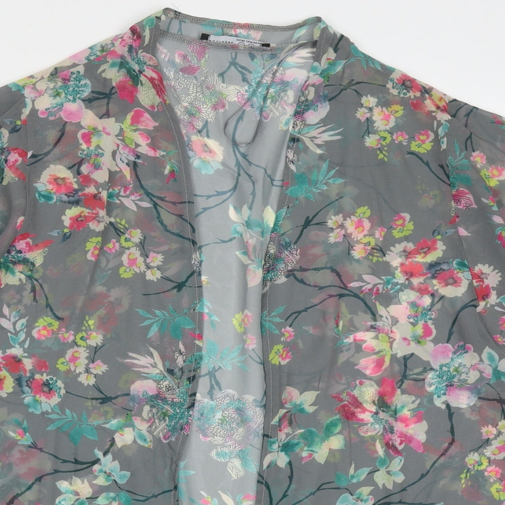 Atmosphere Womens Grey Floral Polyester Kimono Blouse Size S V-Neck