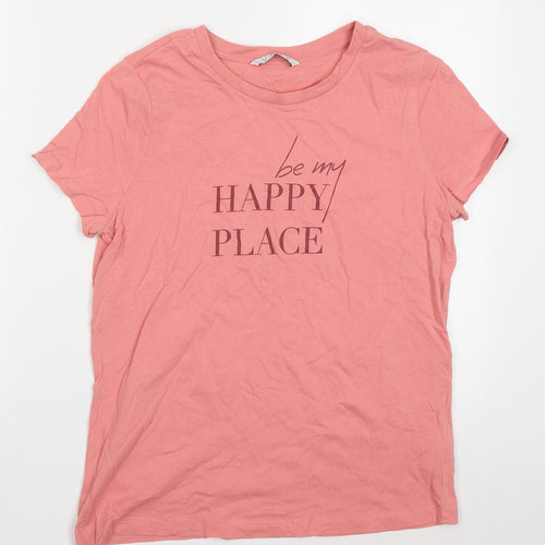 Very Womens Pink  Cotton Basic T-Shirt Size 12 Crew Neck - be my happy place