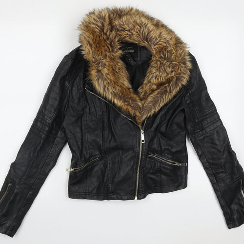 River Island Womens Black   Biker Jacket Size 10  Zip