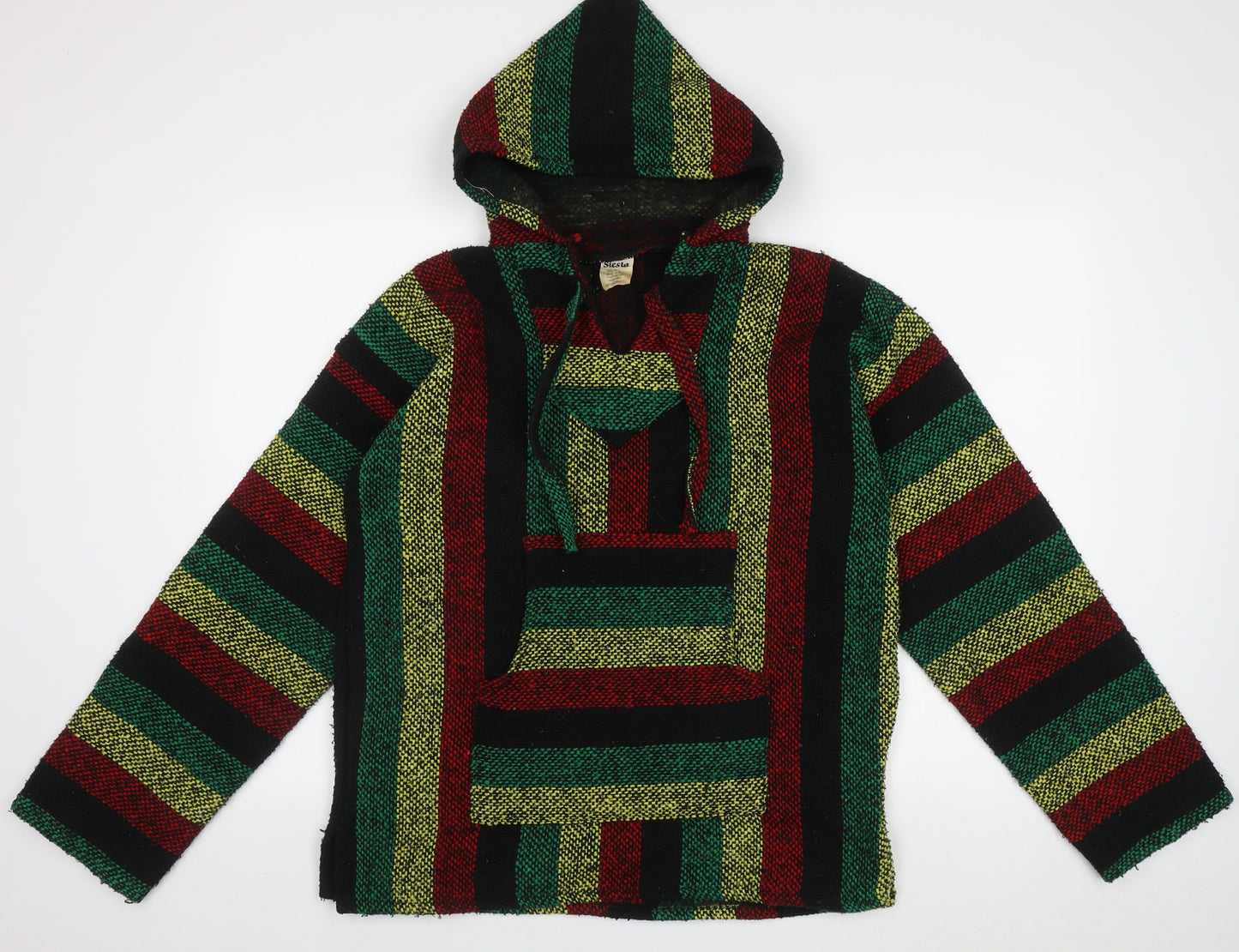 Siesta Womens Multicoloured Striped Acrylic Pullover Hoodie Size M  Pullover