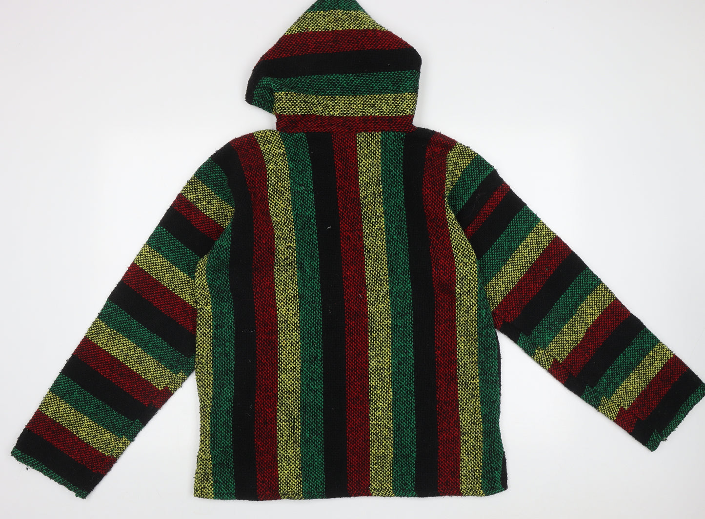 Siesta Womens Multicoloured Striped Acrylic Pullover Hoodie Size M  Pullover