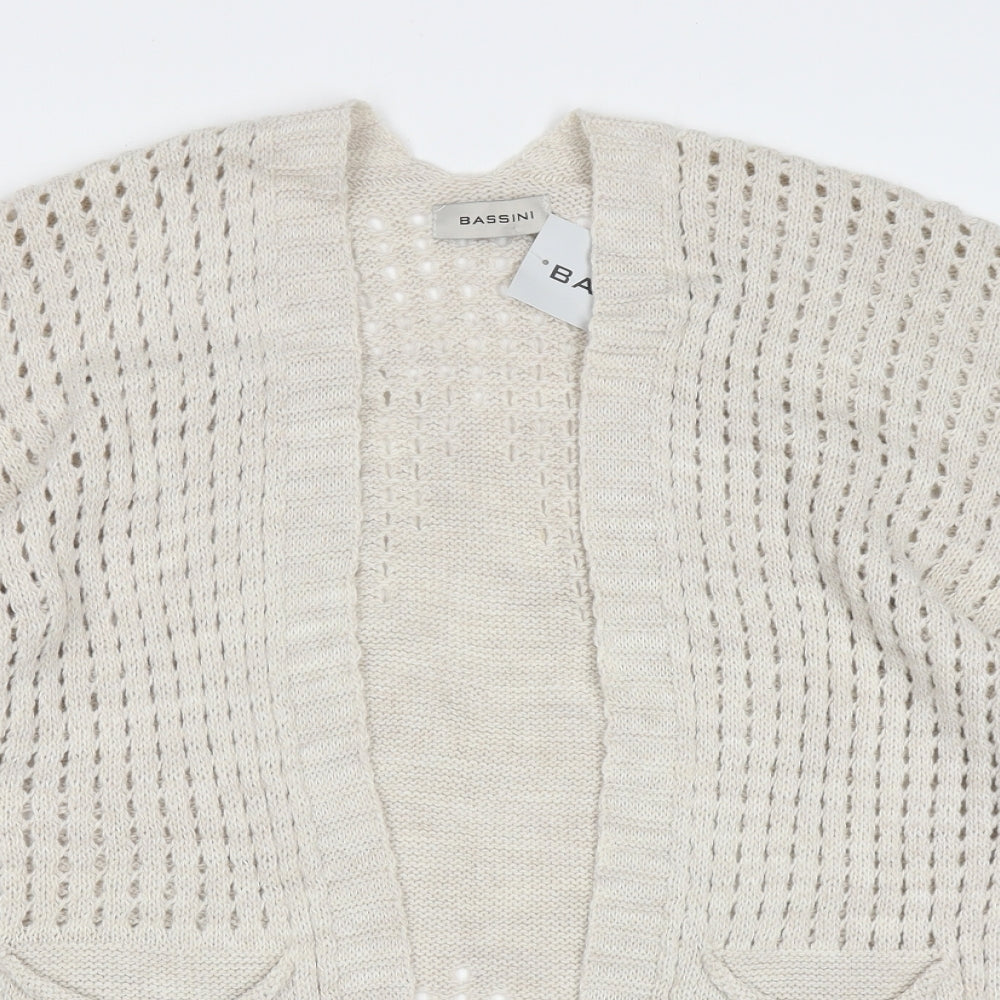 BASSINI Womens Beige V-Neck  Acrylic Cardigan Jumper Size M