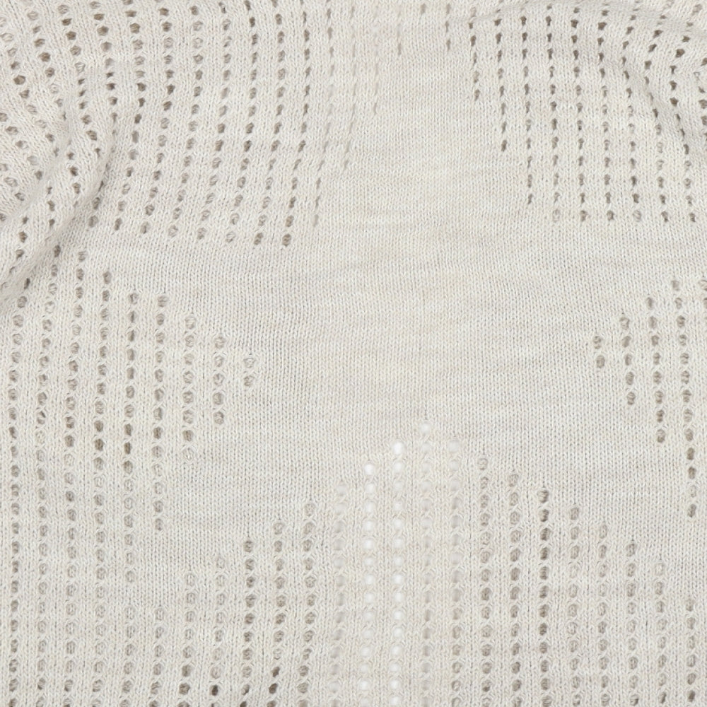 BASSINI Womens Beige V-Neck  Acrylic Cardigan Jumper Size M