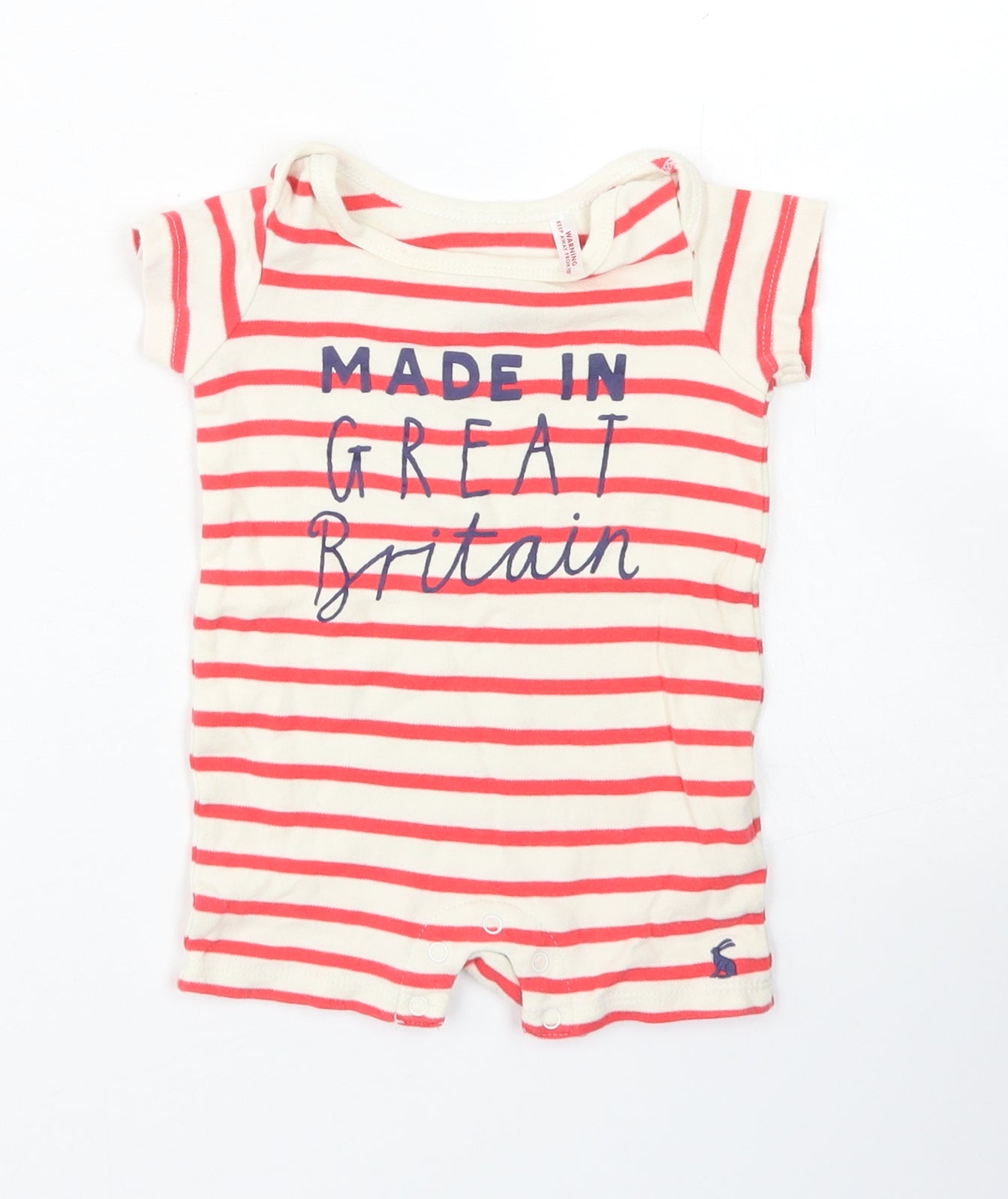 Joules Boys Beige Striped Cotton Romper One-Piece Size 3-6 Months  Snap