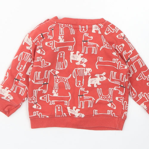 Nutmeg Boys Red Spotted Cotton Pullover Jumper Size 3-6 Months  Snap - Dog Print
