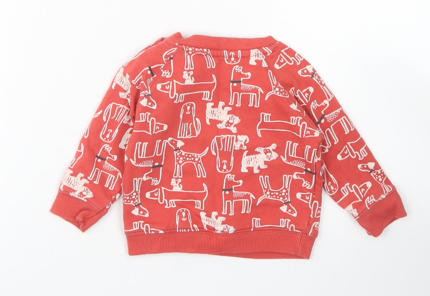 Nutmeg Boys Red Spotted Cotton Pullover Jumper Size 3-6 Months  Snap - Dog Print