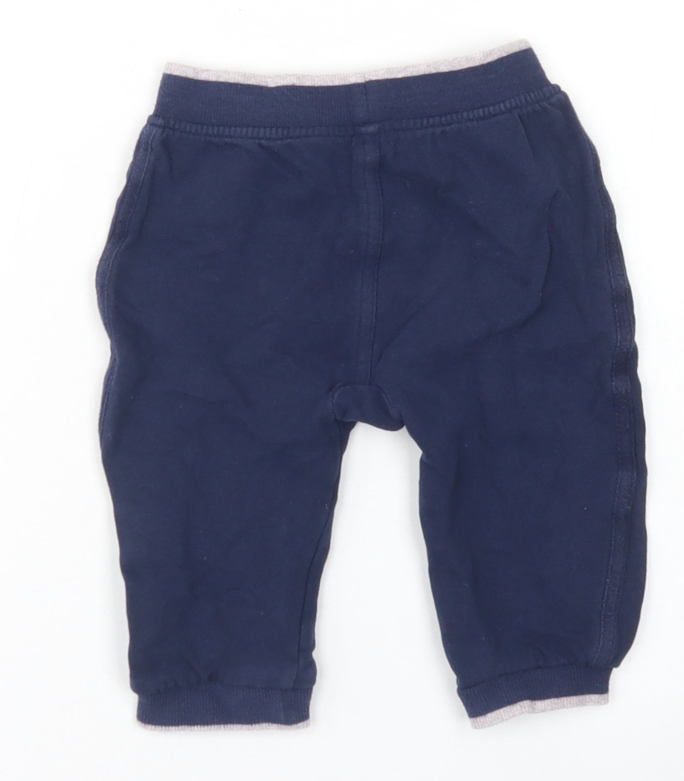 George Boys Blue  Cotton Jogger Trousers Size 9-12 Months  Drawstring