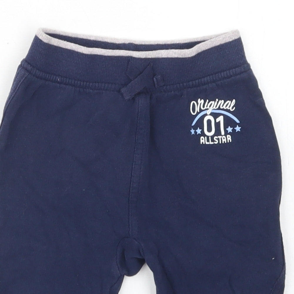 George Boys Blue  Cotton Jogger Trousers Size 9-12 Months  Drawstring